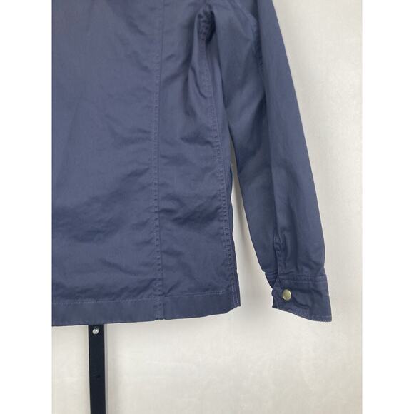 J. Crew Resin-Coated Twill Field Jacket with Hood XS Navy Blue Pockets Full Zip - Picture 9 of 12
